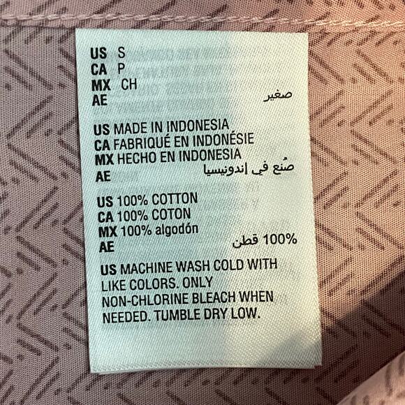 Alfani Men's Small Short Sleeve Button-Up Cotton Shirt Pink Geo Print NEW - Picture 9 of 10